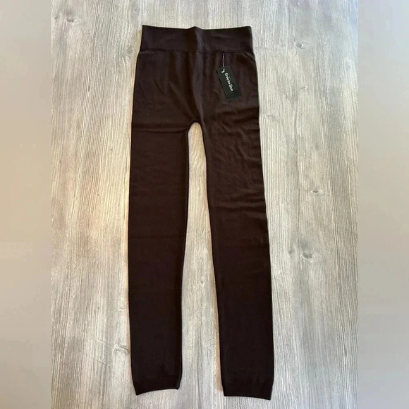 Free to Live Womens Leggings Brown Solid Stretch One Size Footless Chocolate - Picture 3 of 9
